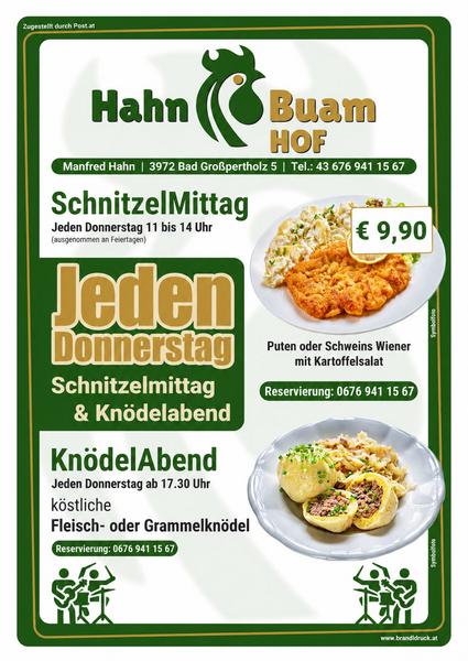 Schnitzel Mittag und Knödel Abende 